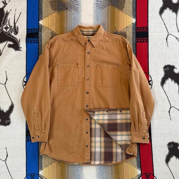 L.L. Bean Other - Vintage Men’s L.L. Bean Canvas Plaid Lined Shirt Jacket Size Large Tall Brown